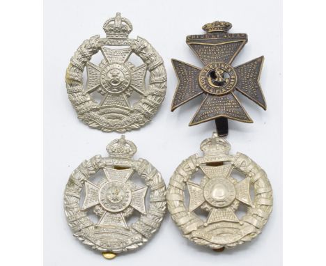 Four British Army Kings Royal Rifle Corps/ Rifle Brigade cap badges&nbsp;