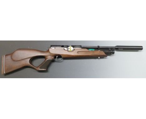 Weihrauch HW100 .177 PCP air rifle with shaped semi-pistol grip, raised cheek piece, adjustable trigger, sling mounts, sound 