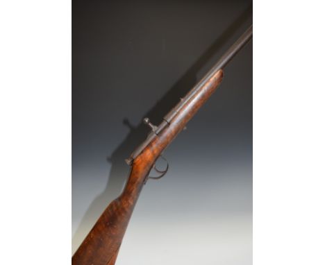 Belgian .22 bolt-action garden gun with 18 inch barrel, overall length 87.5cm, length of pull 33.5cm, NVSN.&nbsp;PLEASE NOTE 