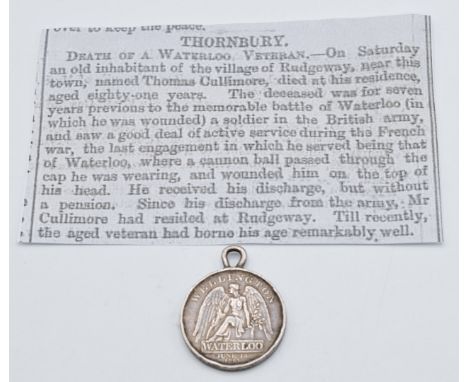 British Army Waterloo Medal named to Thomas Cullimore 51st Regiment of Foot, designated as 51st Light Infantry Regiment, with