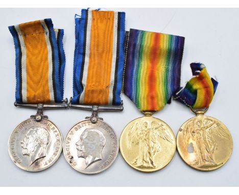 British Army WW1 father and son medals comprising War and Victory medals named to 032283 Pte G W Ponting, Army Ordnance Corps