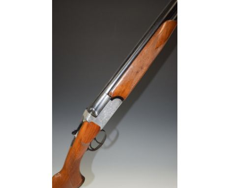 Contento 12 bore over and under shotgun with engraved locks, top plate and top lever, chequered semi-pistol grip and forend, 