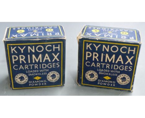 Forty-nine Kynoch Primax 12 bore shotgun cartridges, in original boxes.&nbsp;PLEASE NOTE THAT A VALID RELEVANT FIREARMS/SHOTG