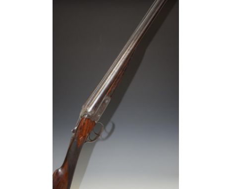 H Dean of Durham 16&nbsp;bore side by side ejector shotgun with engraved lock, trigger guard, underside, thumb lever, fences 