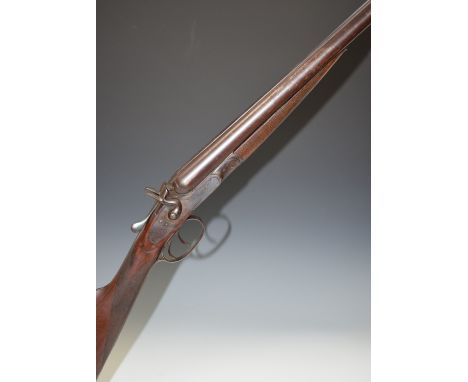 Elizabeth Fletcher of Gloucester 12 bore side by side hammer action shotgun with engraved lock named 'E Fletcher', engraved h