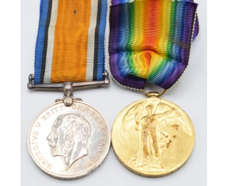 British Army WW1 medals comprising War and Victory Medals, both named to 46483 Pte S Bundy, West Yorkshire Regiment