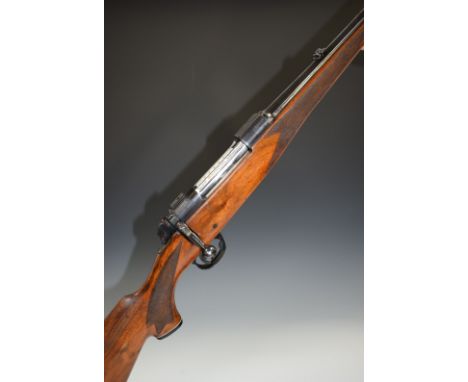 BSA Majestic .270 bolt-action rifle with chequered semi-pistol grip and forend, gold named and engraved bolt, sling suspensio
