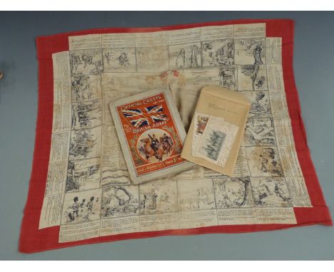 Fulton's Military Handkerchief together with 'Official Crests of the British Army' pull-out display, and two 1900s postcards