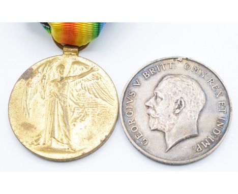 British Army WW1 War and Victory medals named to 3877 Pte&nbsp;H&nbsp;J Wride, Gloucestershire Regiment