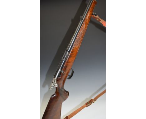 Anschutz Model 1515-1516 .22LR semi-automatic rifle with adjustable pop-up sights. leather sling and 22.5 inch barrel, overal