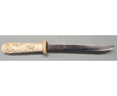 Dagger with pierced ivory handle, blade length 15cm&nbsp;&nbsp;