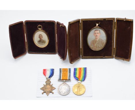 British Army WW1 medals comprising 1914-1915 Star, named to 1612 Pte G M Popple, East Kent Regiment, War Medal and Victory Me