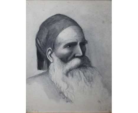 VIDAL (XX). Portrait of a gentleman, signed lower right, watercolour, inlaid Eastern frame, 21.5 x 16 cm