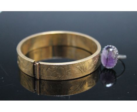 A BLUE JOHN CABCHON DRESS RING, ring size O, together with a gold plated bangle (2)