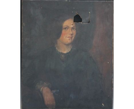 PETER B. OTHO.  A 19th century portrait study of a seated young lady, signed and inscribed on label verso, oil on canvas, unf