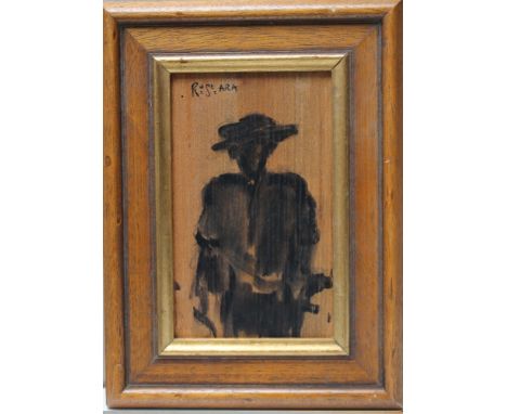 CONTINENTAL SCHOOL (XX-XXI). Study of a man, ink wash on panel, bearing signature upper left but indistinct, framed, 20 x 12 