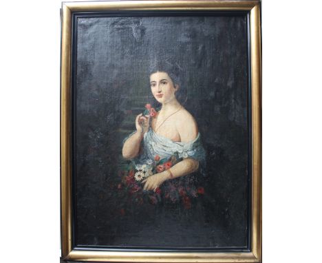 CONTINENTAL SCHOOL (XIX-XX). Portrait of a lady, oil on canvas, framed, 100 x 73 cm