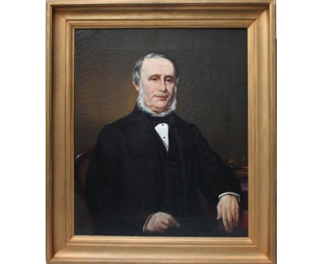 ENGLISH SCHOOL (XIX). Portrait 'John Lang of Shrewsbury', oil on canvas, gilt framed, 59 x 50 cm