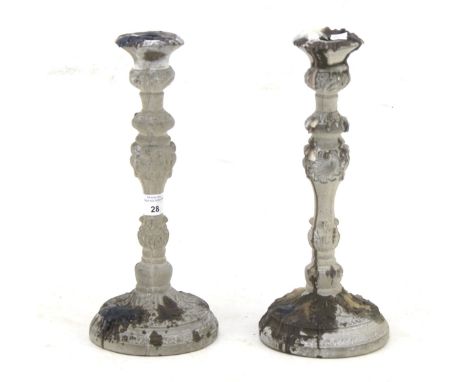 A pair of Fafner Gotland vintage concrete candlesticks. In the Baroque style, H31cm