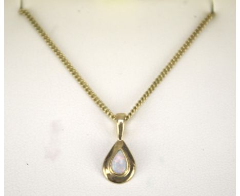 A 9ct gold MG Welch pendant necklace. The pendant set with an opal, weight 4.4g