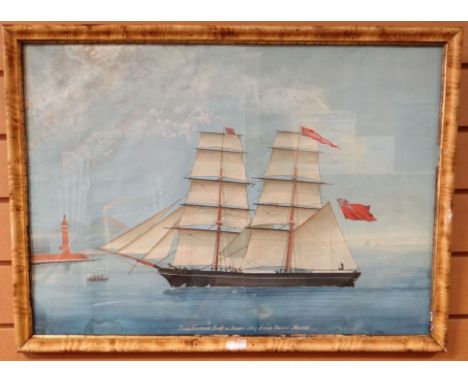 NEAPOLITAN SCHOOL - ship portrait entitled 'Brig Susannah Knap 14 March 1867 Evan Davies Master', unsigned, 18 x 25 ins (46 x
