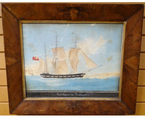 NINETEENTH CENTURY MARITIME SCHOOL - ship portrait entitled 'Lord Collingwood Capt Humphrey 1843', unsigned, 17 x 21 ins (43 