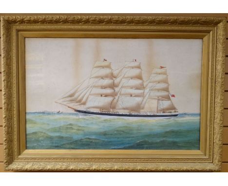 E WILKINSON mixed media - portrait of the sailing ship 'Philomene', signed, 24 x 38 ins (61 x 96 cms)