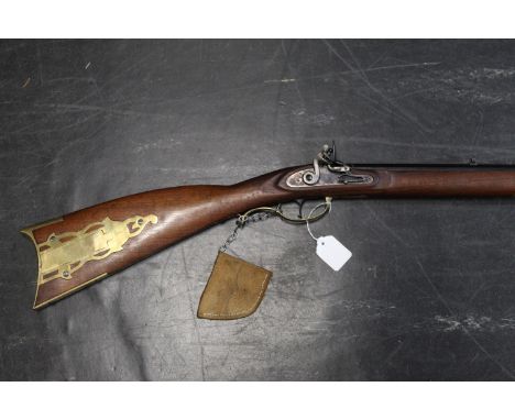 Pedersoli reproduction black powder flintlock musket, calibre .45, with 35" hexagonal barrel, 13 1/2" stock with brass butt p