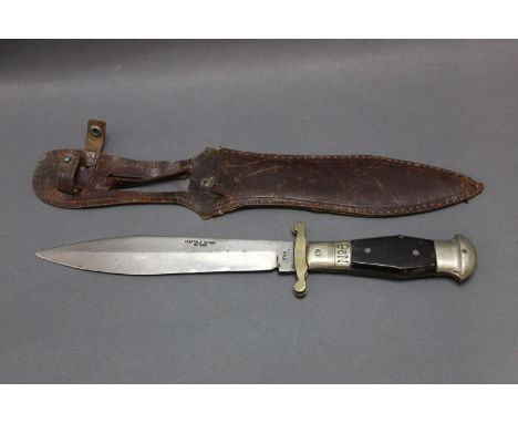 A Vintage Sheffield steel No. 6 fixed blade Bowie knife, with 7" blade stamped Sheffield steel blade and to the Ricasso No. 6
