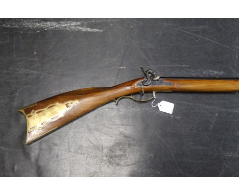 Pedersoli reproduction black powder flintlock musket, calibre .45, with 35" hexagonal barrel, 13 1/2" stock with brass butt p