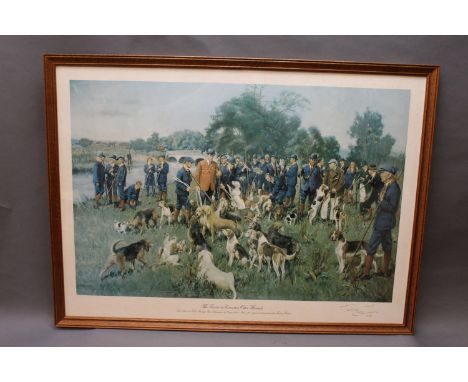 Terence Cuneo two signed prints, "The Eastern Counties Otterhounds" (with key) 51 cm x 76 cm framed, together with another ti
