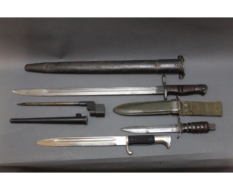 Four military knives, bayonets, to include a Remington United States bayonet stamped 1913, blade 17" with scabbard, an Eickho
