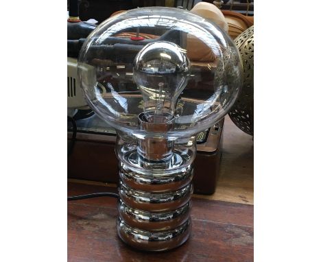 A chrome and glass table lamp, 28cmH 