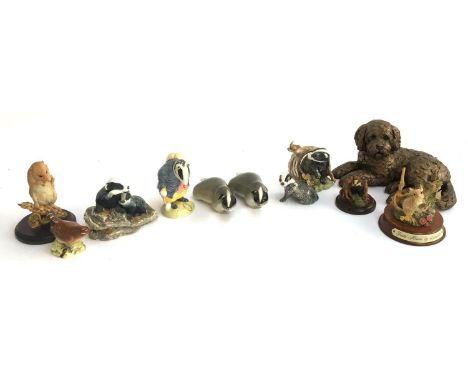 A mixed lot of ceramic badgers and other animals to include Beswick, USSR, Royal Albert, Tommybrock Beatrix Potter etc 