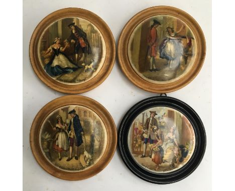 A collection of four 'Cries of London' ceramic Prattware pot lids; Sweet Oranges; Who'll Buy My Lavender; Fine Black Cherries