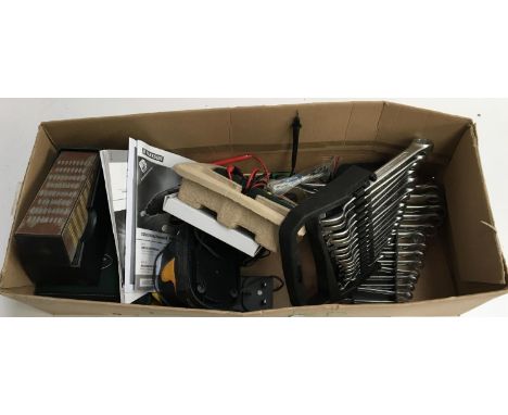Two spanner sets together with a multi-meter and various other tools 