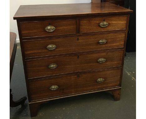 A 19th century mahogany chest of two short over three graduating drawers on bracket feet, 95x52x97cmH 