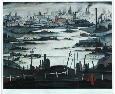 § Laurence Stephen Lowry, RBA, RA (British, 1887-1976) The Lake limited edition gouttelette, one of 35 copies, with a framed 