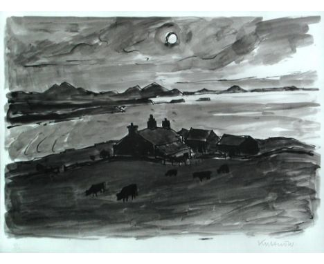 § Sir Kyffin Williams, OBE, RA, RCA (Welsh, 1918-2006) Anglesey landscape with coastal farm signed lower right "K Williams" a