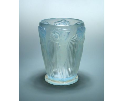 Danaides, an R. Lalique opalescent glass vase, with wheel etched R. Lalique mark and numbered 972 18.50cm (7in)  