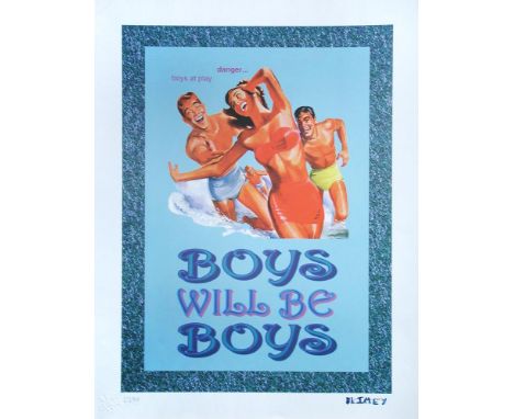 *** Blimey (American, 20th Century) Girls will be Girls; and Boys will be Boys both with printed signature lower right "Blime