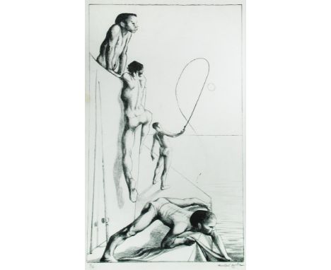 § Michael Ayrton (British, 1921–1975) Fishermen numbered 3/10 and signed lower right "Michael Ayrton" lithograph 67 x 40cm (2