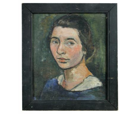 Manner of Mark Gertler (British, 1892–1939) Portrait of a lady oil on board 42 x 36cm (16 x 14in)  A little dirty and the bla
