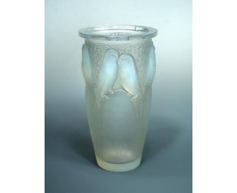 Ceylan, an R. Lalique opalescent glass vase, the opalescent glass body with wheel etched R. Lalique mark 24.50cm (10in)  A sm