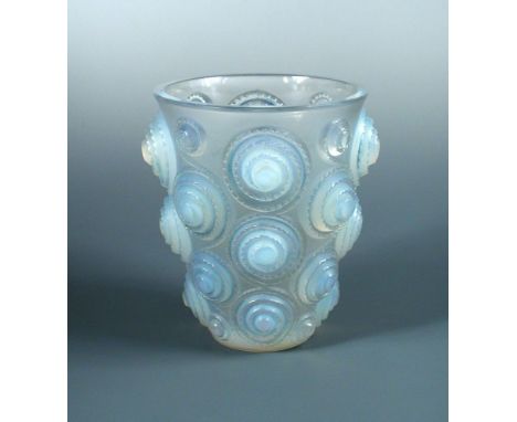 Spirales, an R. Lalique opalescent glass vase, stencilled R. Lalique mark 17cm (7in)  In good condition, a little scratching 