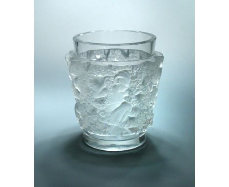 Bacchus, an R. Lalique glass vase, the clear and frosted glass body with wheel etched R. Lalique mark 18cm (7in)  In good con