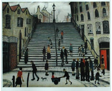 § Laurence Stephen Lowry, RBA, RA (British, 1887-1976) Steps at Wick, Caithness limited edition gouttelette, one of 95 copies