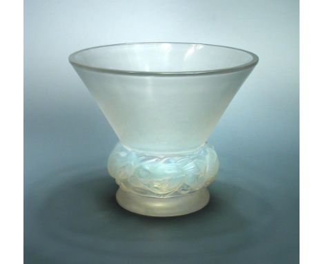 Pinsons, an R. Lalique opalescent glass vase, the frosted glass body with stencilled R. Lalique mark 19cm (7in)  