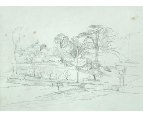 § John Aldridge, RA (British, 1905-1983) Italian landscape pencil on paper, in a grey painted frame 16 x 21cm (6 x 8in) Prove