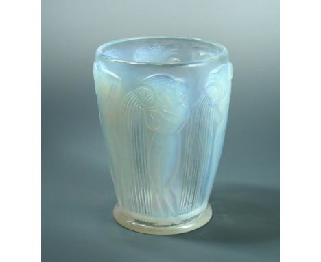 Danaides, an R. Lalique opalescent glass vase, with wheel etched R. Lalique mark and numbered 972 18.50cm (7in)  There is a f